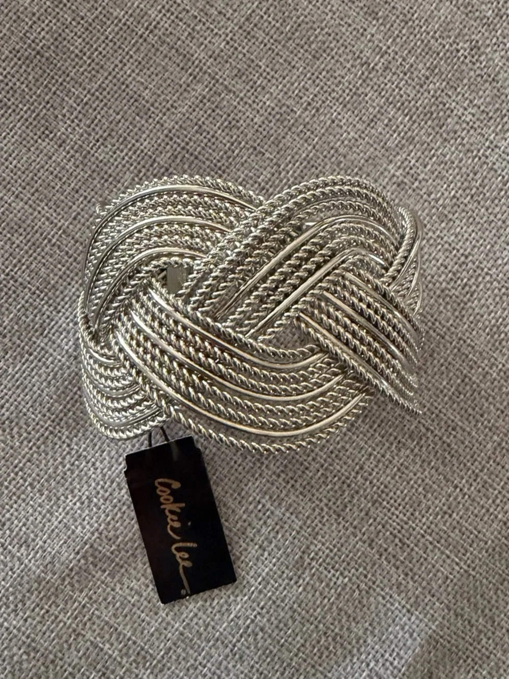 Cookie Lee Silver Tone Multi-Chain Knot Cuff Bracelet | Statement Piece NWT